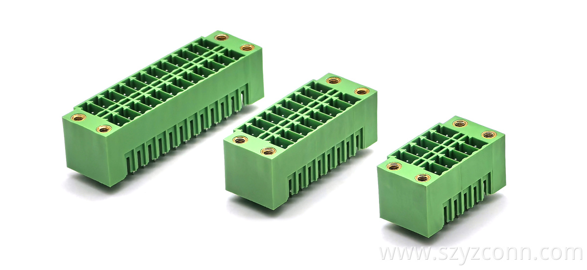 Pluggable Terminal Blocks Male Green Bent Corner with Lug 2*5P/2*8P/2*12P Pluggable Terminal Blocks Male Green Bent Corner with Lug 2*5P/2*8P/2*12P